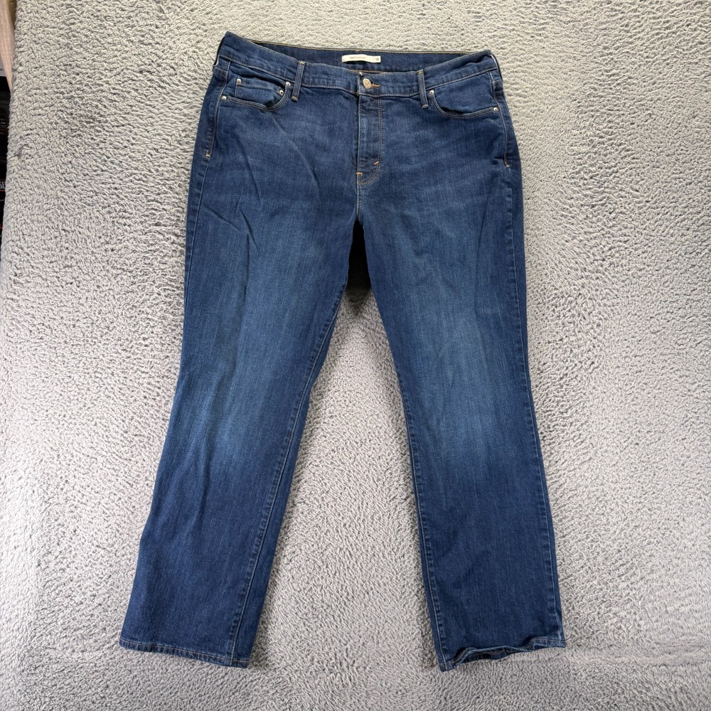 Levi's 505 Jeans Womens 18 Blue Cotton Denim Straight Workwear Faded Stretch